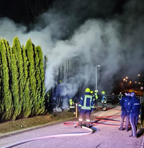 Auf rund 25 Metern Länge wurde die Hecke ein Raub der Flammen.